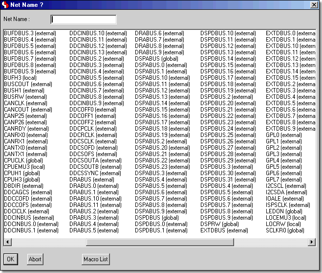 BAE Version 6.0: Schematic Editor Dialog - Add Label - Project Net Name Selection Dialogs